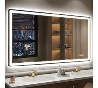 STARLEAD 140x80cm Specchio-Bagno-con-Luce e Bluetooth, Specchio-LED-Bagno con Antifog, 3 Colori Luce, Dimmerabile, Memoria, IP44, Vetro Temperato, Orizzontale/Verticale