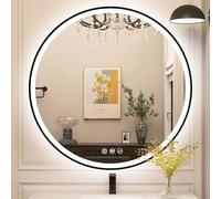 STARLEAD 80cm Nero Specchio-Rotondo-Bagno-con-Luce e Bluetooth, Specchiera-Bagno-LED con Antifog, Dimmerabile, 3 Colori Luce, Memoria, HD Vetro Temperato, IP44, Cornice non Metallica