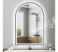STARLEAD Nero Specchio-Arco-Bagno-con-Luce 90x60cm, Specchiera-Bagno-LED con Bluetooth, Antifog, Dimmerabile, 3 Colori Luce, Memoria, IP44, HD Vetro Temperato, Cornice non Metallica