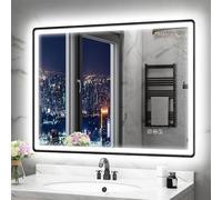 STARLEAD Nero Specchio-LED-Bagno-con-Luce 80x60cm, Bluetooth, 3 Colori Luce, Dimmerabile, Antifog, Memoria, IP44, Vetro Temperato, Orizzontale/Verticale, Cornice non Metallica