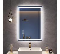 STARLEAD Specchio-Bagno-con-Luce 50x70 cm, Specchio-LED-Bagno-con-Bluetooth, 3 Colori Luce, Dimmerabile, Antifog, Memoria, IP44, Vetro Temperato HD, Orizzontale/Verticale