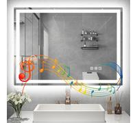 STARLEAD Specchio-Bagno-con-Luce 60x80 cm, Specchio-LED-Bagno-con-Bluetooth, 3 Colori Luce, Dimmerabile, Antifog, Memoria, IP44, Vetro Temperato HD, Orizzontale/Verticale