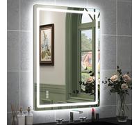 STARLEAD Specchio-Bagno-con-Luce 80x60cm, Retroilluminato + Illuminato Frontalmente, Doppia Striscia Luce, Telaio in Alluminio, Antifog, Dimmerabile, 3 Colori Luce, IP44, Vetro Temperato HD