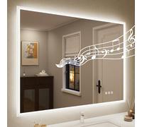 STARLEAD Specchio-Bagno-con-Luce e Bluetooth 60x80 cm, Specchio-Bagno-LED con Antifog, Dimmerabile, 3 Colori Luce, Memoria, HD Vetro Temperato, IP44, Orizzontale/Verticale
