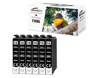 Starlet24 6x Cartucce T1631 Compatibili con Epson 16XL Nero | T1631 per Workforce WF-2760 WF-2630 WF-2510 WF-2660 WF-2750 WF-2650 WF-2540 WF-2530 WF-2520