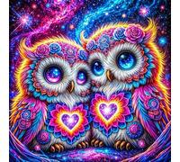 Starlight Owls Diamond Painting Kit for Adults,5D Square Full Drill Colorful Birds Diamond Art Kits,DIY Crystal Embroidery Gem Art Picture Craft for Living Room Home Decor 70x70 cm