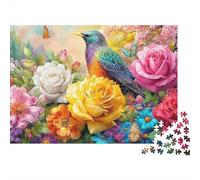 Starling On Yellow Rose Blooms Puzzle Da 1000 Pezzi Colorful Birds Sfida Di Ingegno Per Tutte Le Età 70x50cm/1000pcs