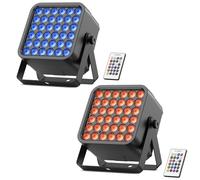 Starlitflow 2PCS 54W Par LED Batteria RGBWA UV, 5200mAh Ricaricabile 36 LED Luci da Palco con Telecomando, Luci di Scena 4-6 Ore per Esterni Discoteca Matrimoni Bar Spettacolo Halloween Natale