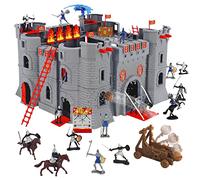 STARLUX - Castello Il Castello Nero con Cavalieri, Soldati, Drago, Catapulte e Accessori - dai 3 Anni - Made in Europe - 404002