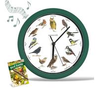 STARLYF Orologio da parete Birdsong Clock, Con suoni reali di 12 diversi uccelli, calendario del silenzio di notte, Ogni ora canta uno dei 12 uccelli canori locali, 25 cm di diametro
