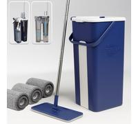 STARLYF Set Mocio Lavapavimenti e Secchio Autoclean Mop 360º (3 Panni in microfibra extra), Doppia Vaschetta,Uso Bagnato e Asciutto, Manico in Acciaio Inox, Mocio Lavapavimenti Rotante