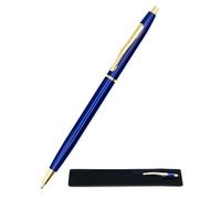 StarMaker Penna a sfera sottile blu profondo dorato con confezione regalo - Penna in metallo rotante chic ed elegante, slim - ufficio hotel aziendale o regalo inchiostro nero