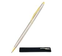 StarMaker Penna a sfera sottile color argento dorato con confezione regalo - Penna in metallo a rotazione chic ed elegante, slim - ufficio hotel aziendale o regalo - inchiostro nero