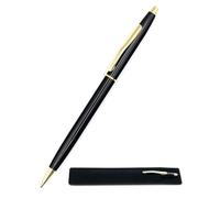 StarMaker Penna a sfera sottile nera dorata con custodia regalo - Penna in metallo a rotazione elegante elegante e sottile - ufficio hotel aziendale o regalo - inchiostro nero