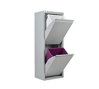 StarMart Pattumiera per Differenziata | EcoPatty Grigio| Raccolta Differenziata |Mobile Metallo| Salvaspazio | Interno, Esterno| 2 Scomparti| 2 secchi| 30 Litri | già Montato