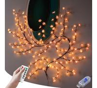 Starnearby Albero Luminoso da Parete, Catena Luminosa Fiori di Ciliegio, Luci Decorativi a Ramo con Telecomando, 8 Modalità, Rami Luminosi da Interno, Decorazione da Parete (Rosa, 1.6m + 72 LED)