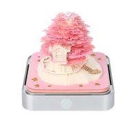 Starnearby Calendario 3d a Strappo 2026, Calendario con Blocco Note, Calendario da Tavolo 3D con Luce LED, Calendari Scultura Carta, Regalo, Ornamento (C-albero rosa base argento)