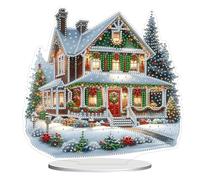 Starnearby Diamond Painting Decorazioni Villa di Natale, Fai da Te Pittura Diamante Ornamento da Tavolo Acrilico Strass Faccia Singola Artigianato Mosaico DIY, Decorazione, Regalo