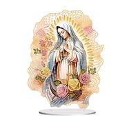 Starnearby Ornamento da Tavolo Diamond Painting Vergine Maria Fai da Te, Madonna Pittura Diamante Ornamento Strass Faccia Singola, Ornamento da Scrivania, Regalo Decorazione da Tavolo