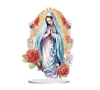 Starnearby Ornamento da Tavolo Diamond Painting Vergine Maria Fai da Te, Madonna Pittura Diamante Ornamento Strass Faccia Singola, Ornamento da Scrivania, Regalo Decorazione da Tavolo