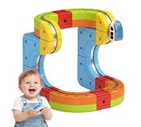 Starnearby Pista Magnetica Treno, Set di Treni Elettrici con Pista Magnetica Flessibile et Segnali Stradali, Piste da Costruire 3D Antigravità, Regalo per Bambini (18pcs B)