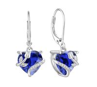 Starnny Orecchini da donna in argento 925 a goccia d'acqua, a forma di rose, orecchini pendenti a cerchio con zirconi 3A, gioielli da donna, Zirconia cubica,Settembre Birthstone Colore Zaffiro