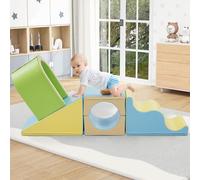 staronce Blocchi in schiuma 6 in 1 con arco per gattonare e scivolo ondulato, struttura per arrampicata e giocattoli per motorie, blocchi in poliuretano impermeabile con a partire da 1 anno, favorisce