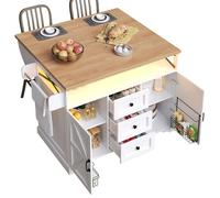 staronce Carrello da servizio con controllo LED e app, carrello da cucina mobile con tavolo pieghevole e ripiano snack, isola da cucina multifunzionale come tavolino e bar, bianco, 120 x 43/71,5 x 98
