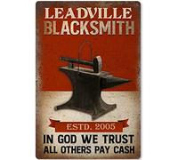Starotore Targa in metallo con scritta in lingua inglese "Blacksmith Knowledge", in stile retrò, con scritta in lingua inglese "We Trust All Others Pay Cash", per club, cucina, ristorante, bar, casa