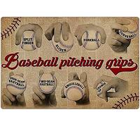 Starotore Targhe in metallo con impugnatura da baseball, in stile retrò, con guida al lancio, poster di tradizione del baseball, per club di baseball, bar, camera da letto, decorazione da parete per