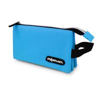 Starplast Astuccio 1 cerniera, 3 tasche scomparto, compatto, 10 colori, 22,5 x 12,5 x 3,5 - 11 cm, estensibile, con manico, grande capacità, per studenti secondari o università., blu scuro, Borse