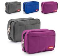 Starplast Astuccio a 1 cerniera, tasche multiple, rettangolare, compatto, 3 colori, per studenti secondari o università, blu, grigio e viola, Confezione 2 assortiti, Borse scolastiche