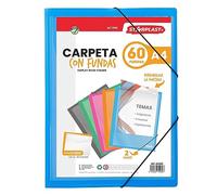 Starplast Cartelle con Buste - Cartelle in Plastica, Archiviatore, Portadocumenti, Chiusura Elastica, Formato A4, per Uso Scolastico e Ufficio - 60 Buste Blu