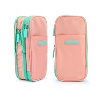 Starplast Custodie 1 cerniera, estensibili, multiple tasche, rettangolari, compatte, 3 colori, per studenti secondari o università, rosa, viola e verde., Rosa, Borse scolastiche