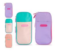 Starplast Custodie 1 cerniera, estensibili, multiple tasche, rettangolari, compatte, 3 colori, per studenti secondari o università, rosa, viola e verde., Confezione 2 assortiti, Borse scolastiche