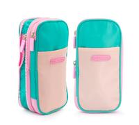 Starplast Custodie 1 cerniera, estensibili, multiple tasche, rettangolari, compatte, 3 colori, per studenti secondari o università, rosa, viola e verde., Verde, Borse scolastiche