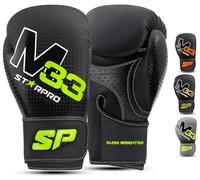 Starpro Guantoni da Boxe in Pelle Sintetica Opaca. Guanti Allenamento e Sparring, Muay Thai, Kickboxing, Fitness, Pugilato - Nero e Verde - 8oz 10oz 12oz 14oz 16oz - Donna e Uomo