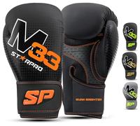 Starpro Guantoni da Boxe in Pelle Sintetica Opaca. Guanti Allenamento e Sparring, Muay Thai, Kickboxing, Fitness, Pugilato - Nero e Verde - 8oz 10oz 12oz 14oz 16oz - Donna e Uomo