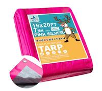 STARPYNG -7 Mil rosa/argento 40,6 x 6,1 m telone impermeabile multifunzionale impermeabile, resistente ai raggi UV, resistente agli strappi e agli strappi, in poliestere con bordi rinforzati per
