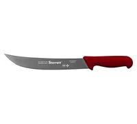Starrett Coltello da Bistecca Macellaio Acciaio Inox Dello Chef, Ampio Profilo Curvo, 10 Pollici (250 mm), Manico Rosso