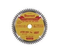 Starrett Lama per sega circolare TCT da 184 mm per legno, 60 denti, foro 16/20 mm