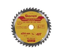 Starrett Lama per sega circolare TCT da 254 mm per legno, 40 denti, foro da 16/19/25/30 mm