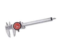 Starrett R120A-6 Calibro per quadrante, in acciaio inox, quadrante rosso, gamma 0-6" (0-150 mm), precisione metrica ± 0,02 mm (0,001"), risoluzione ± 0,02 mm (0,001")