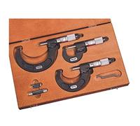 Starrett ST216AXRLZ - Set di micrometri digitali per esterni, con arresto a cricchetto, dado di bloccaggio, facce in carburo, gamma da 0 a 3 pollici, graduazione 0 cm