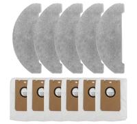 StarRing Set di 11 sacchetti di ricambio per aspirapolvere Vexilar per Cleanova W11 robot a svuotamento automatico, 6 sacchetti per la polvere con 5 panni per mocio