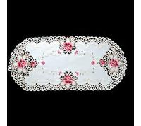 StarRing Tovaglia ricamata, tovaglia ovale in pizzo bianco con centrino ricamato floreale runner da tavola decorazione per la casa 40,6 x 83,8 cm