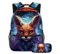 Starry Animals Get Set for Success, set di 2 zaini per la scuola per ragazzi, ragazze, adolescenti, la borsa da viaggio indispensabile per studenti, Multicolore#06, B：29.4x20x40cm P：19x7.5x3.8cm,