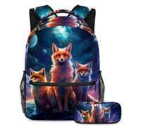 Starry Animals Get Set for Success, set di 2 zaini per la scuola per ragazzi, ragazze, adolescenti, la borsa da viaggio indispensabile per studenti, Multicolore#02, B：29.4x20x40cm P：19x7.5x3.8cm,