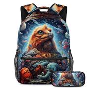 Starry Animals si prepara per la scuola con questo set di 2 zaini, zaino per ragazzi, ragazze, adolescenti, una borsa da viaggio indispensabile!, Multicolore#01, B:29.4x20x40cm P:19x7.5x3.8cm, Zaino