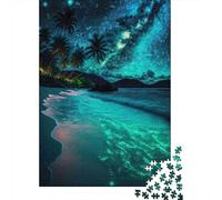 Starry Beach Night 1000 Pezzi Carta Ecologica Puzzle Premium Per Bambini Principianti Sfida Del Gioco Educativo Regali 70x50cm/1000pcs